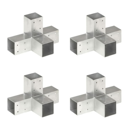 vidaXL Pfostenverbinder 4 Stk. X-Form Verzinktes Metall 71 x 71 mm