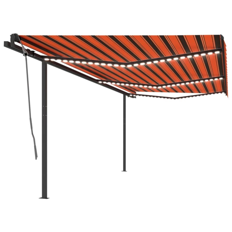 Automatische Markise mit LED & Windsensor 6x3 m Orange & Braun Automatische Markise mit LED & Windsensor 6x3 m Orange & Braun