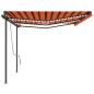 Automatische Markise mit LED & Windsensor 6x3 m Orange & Braun Automatische Markise mit LED & Windsensor 6x3 m Orange & Braun