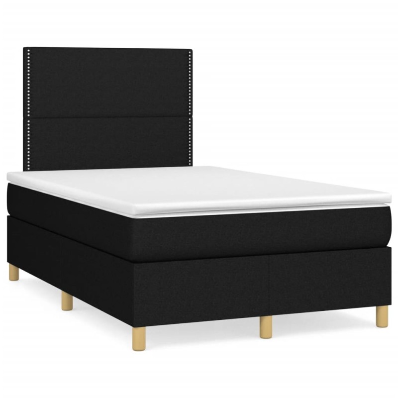vidaXL Boxspringbett mit Matratze Schwarz 120x190 cm Stoff vidaXL Boxspringbett mit Matratze Schwarz 120x190 cm Stoff