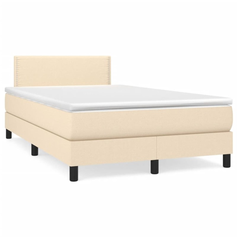 vidaXL Boxspringbett mit Matratze & LED Creme 120x190 cm Stoff vidaXL Boxspringbett mit Matratze & LED Creme 120x190 cm Stoff