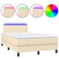 vidaXL Boxspringbett mit Matratze & LED Creme 120x190 cm Stoff vidaXL Boxspringbett mit Matratze & LED Creme 120x190 cm Stoff