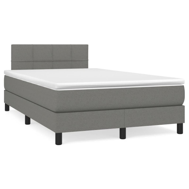vidaXL Boxspringbett mit Matratze & LED Dunkelgrau 120x190 cm Stoff vidaXL Boxspringbett mit Matratze & LED Dunkelgrau 120x190 cm Stoff