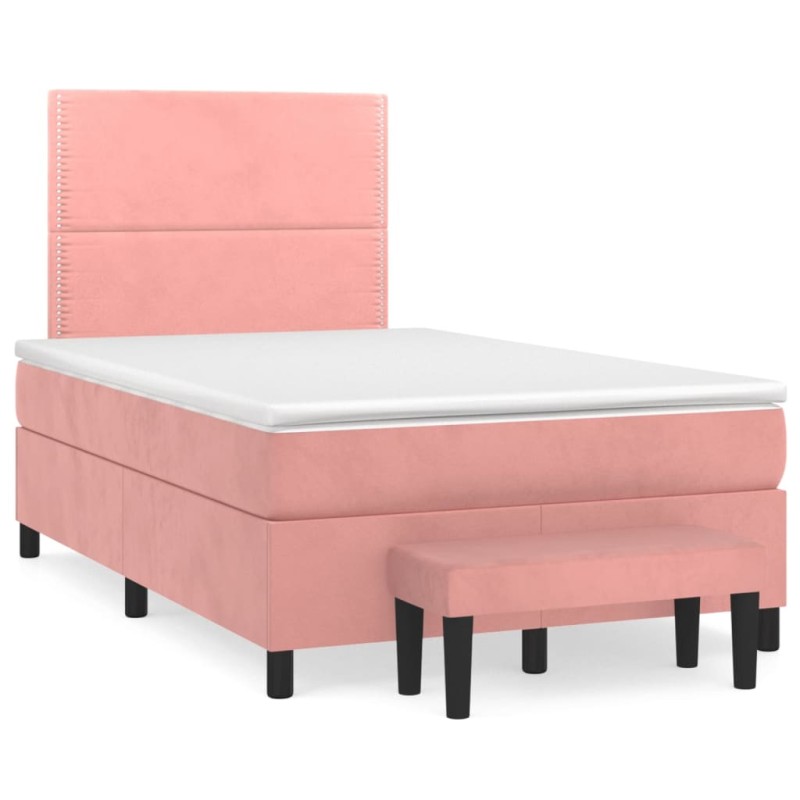 vidaXL Boxspringbett mit Matratze Rosa 120x190 cm Samt vidaXL Boxspringbett mit Matratze Rosa 120x190 cm Samt