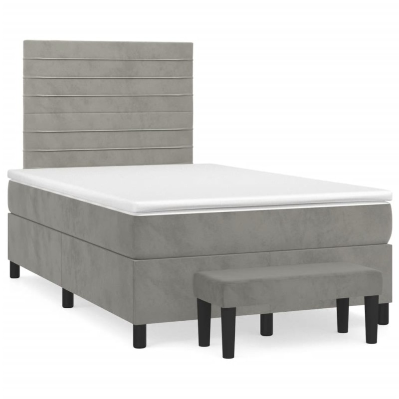 vidaXL Boxspringbett mit Matratze Hellgrau 120x190 cm Samt vidaXL Boxspringbett mit Matratze Hellgrau 120x190 cm Samt