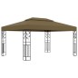 Pavillon mit Doppeldach & LED-Lichterkette 3x4 m Taupe Pavillon mit Doppeldach & LED-Lichterkette 3x4 m Taupe