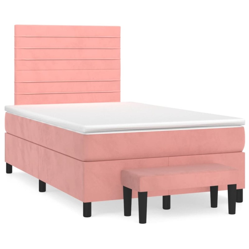 vidaXL Boxspringbett mit Matratze Rosa 120x190 cm Samt vidaXL Boxspringbett mit Matratze Rosa 120x190 cm Samt