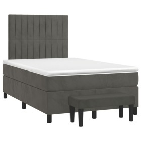 vidaXL Boxspringbett mit Matratze Dunkelgrün 120x190 cm Samt