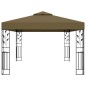 Pavillon mit Doppeldach & LED-Lichterkette 3x4 m Taupe Pavillon mit Doppeldach & LED-Lichterkette 3x4 m Taupe