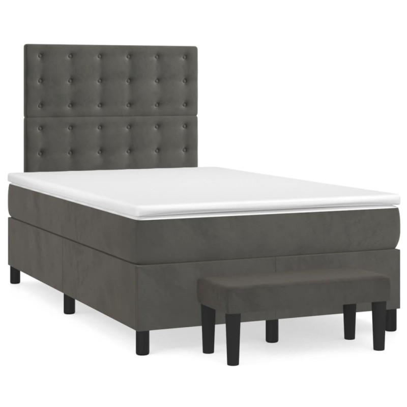 vidaXL Boxspringbett mit Matratze Dunkelgrün 120x190 cm Samt vidaXL Boxspringbett mit Matratze Dunkelgrün 120x190 cm Samt