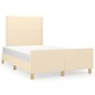 vidaXL Bettgestell mit Kopfteil Creme 120x190 cm Stoff vidaXL Bettgestell mit Kopfteil Creme 120x190 cm Stoff