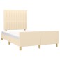 vidaXL Bettgestell mit Kopfteil Creme 120x190 cm Stoff vidaXL Bettgestell mit Kopfteil Creme 120x190 cm Stoff