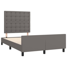 vidaXL Bettgestell mit Kopfteil Grau 120x190 cm Kunstleder