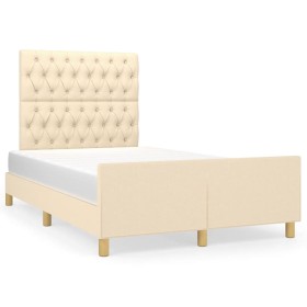 vidaXL Bettgestell mit Kopfteil Creme 120x190 cm Stoff