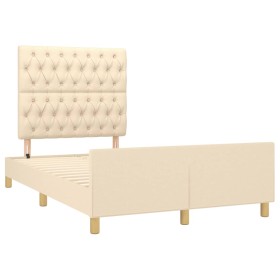 vidaXL Bettgestell mit Kopfteil Creme 120x190 cm Stoff