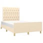 vidaXL Bettgestell mit Kopfteil Creme 120x190 cm Stoff vidaXL Bettgestell mit Kopfteil Creme 120x190 cm Stoff