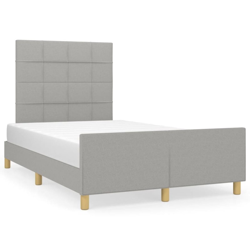 vidaXL Bettgestell mit Kopfteil Hellgrau 120x190 cm Stoff vidaXL Bettgestell mit Kopfteil Hellgrau 120x190 cm Stoff
