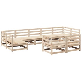 vidaXL 9-tlg. Garten-Sofagarnitur Massivholz Kiefer