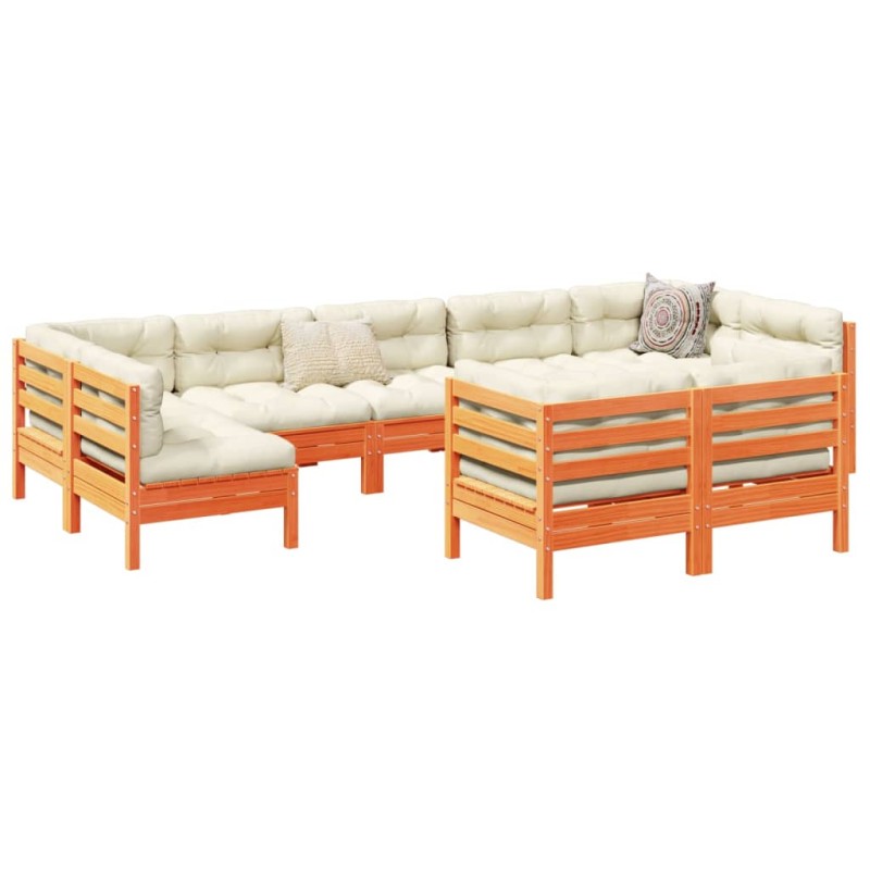 vidaXL 9-tlg. Garten-Sofagarnitur mit Kissen Wachsbraun Kiefernholz vidaXL 9-tlg. Garten-Sofagarnitur mit Kissen Wachsbraun Kiefernholz