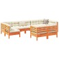 vidaXL 9-tlg. Garten-Sofagarnitur mit Kissen Wachsbraun Kiefernholz vidaXL 9-tlg. Garten-Sofagarnitur mit Kissen Wachsbraun Kiefernholz
