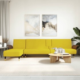 vidaXL Schlafsofa in L-Form Gelb 279x140x70 cm Samt