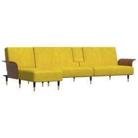 vidaXL Schlafsofa in L-Form Gelb 279x140x70 cm Samt