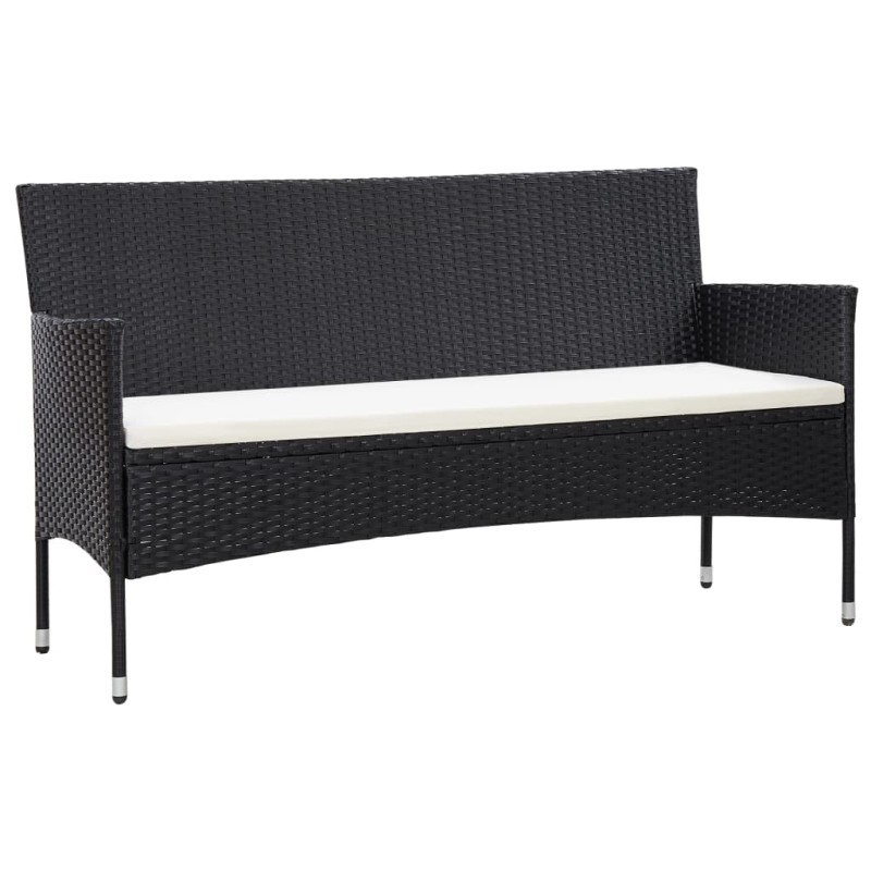 vidaXL 3-Sitzer-Gartensofa mit Kissen Schwarz Poly Rattan vidaXL 3-Sitzer-Gartensofa mit Kissen Schwarz Poly Rattan