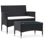 vidaXL 2-tlg. Garten-Lounge-Set mit Auflage Poly Rattan Schwarz vidaXL 2-tlg. Garten-Lounge-Set mit Auflage Poly Rattan Schwarz