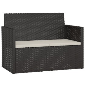 vidaXL Gartenbank mit Kissen Schwarz 105 cm Poly Rattan