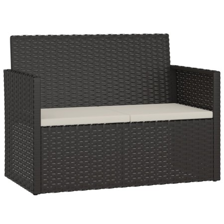 vidaXL Gartenbank mit Kissen Schwarz 105 cm Poly Rattan