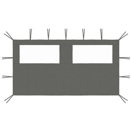 Pavillon-Seitenwand mit Fenstern 4x2 m Anthrazit