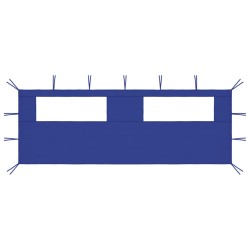 Pavillon-Seitenwand mit Fenstern 6x2 m Blau