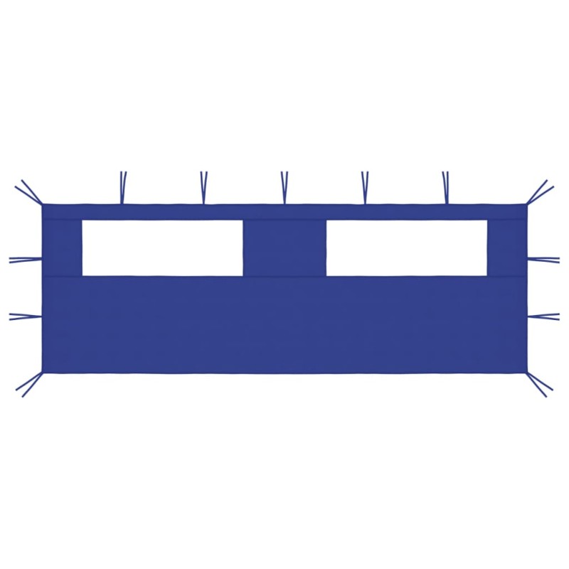 Pavillon-Seitenwand mit Fenstern 6x2 m Blau Pavillon-Seitenwand mit Fenstern 6x2 m Blau