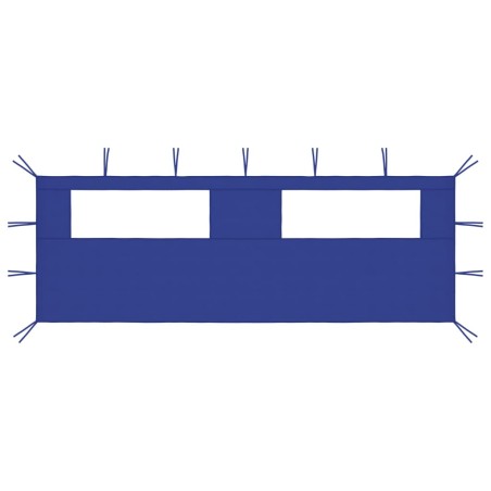 Pavillon-Seitenwand mit Fenstern 6x2 m Blau