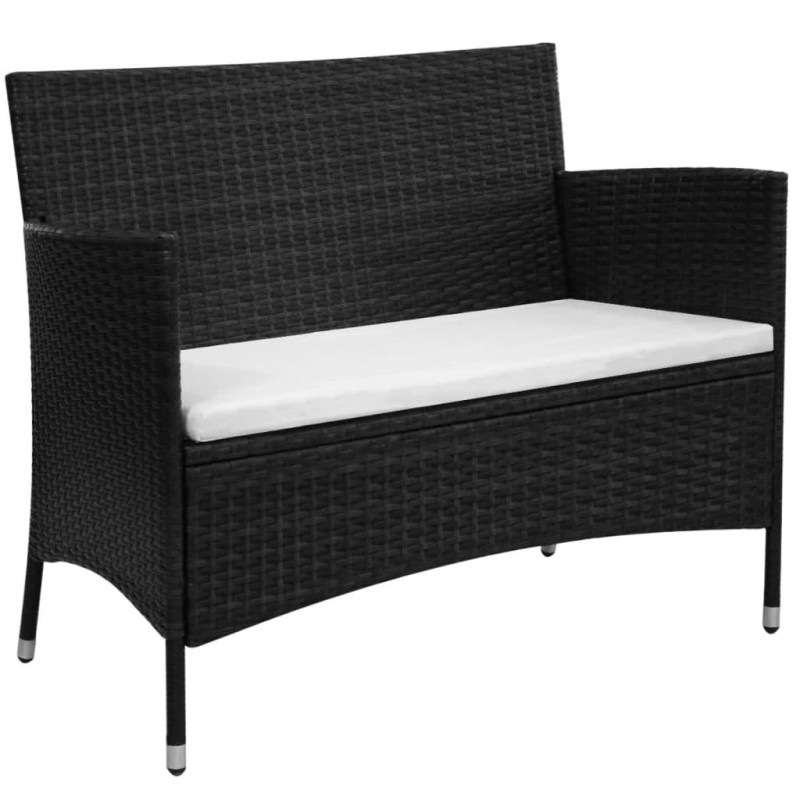 vidaXL Gartenbank 90 cm Poly Rattan Schwarz vidaXL Gartenbank 90 cm Poly Rattan Schwarz