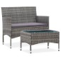 vidaXL 2-tlg. Garten-Lounge-Set mit Auflage Poly Rattan Grau vidaXL 2-tlg. Garten-Lounge-Set mit Auflage Poly Rattan Grau