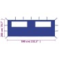 Pavillon-Seitenwand mit Fenstern 6x2 m Blau Pavillon-Seitenwand mit Fenstern 6x2 m Blau