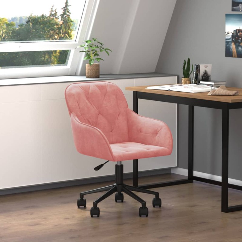 vidaXL Bürostuhl Drehbar Rosa Samt vidaXL Bürostuhl Drehbar Rosa Samt