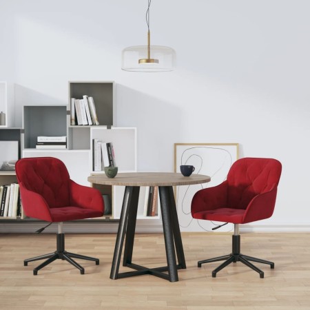 vidaXL Esszimmerstühle 2 Stk. Drehbar Weinrot Samt