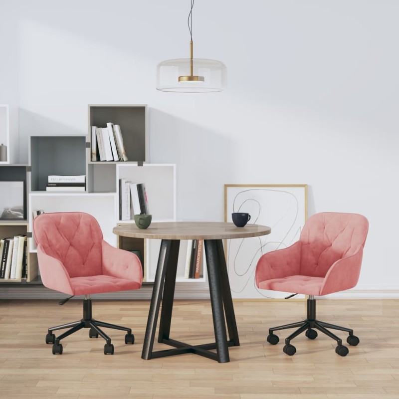 vidaXL Esszimmerstühle 2 Stk. Drehbar Rosa Samt vidaXL Esszimmerstühle 2 Stk. Drehbar Rosa Samt