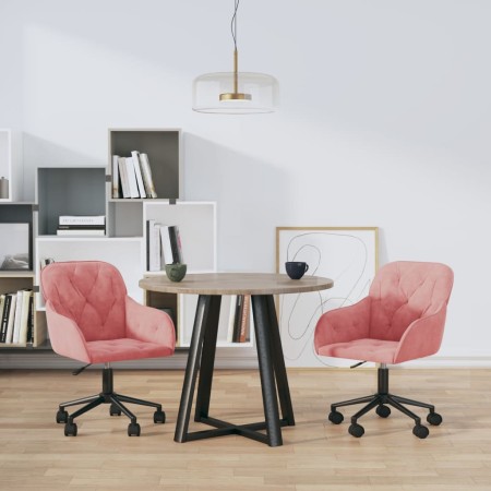 vidaXL Esszimmerstühle 2 Stk. Drehbar Rosa Samt