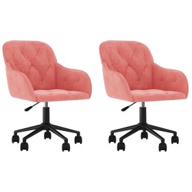 vidaXL Esszimmerstühle 2 Stk. Drehbar Rosa Samt