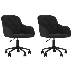 vidaXL Esszimmerstühle 2 Stk. Drehbar Schwarz Samt