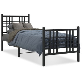 vidaXL Bettgestell mit Kopf- und Fußteil Metall Schwarz 75x190 cm