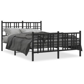 vidaXL Bettgestell mit Kopf- und Fußteil Metall Schwarz 120x190 cm
