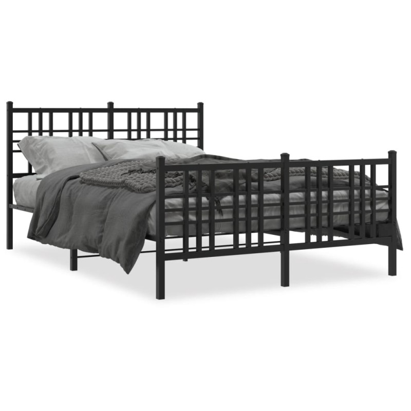 vidaXL Bettgestell mit Kopf- und Fußteil Metall Schwarz 120x190 cm vidaXL Bettgestell mit Kopf- und Fußteil Metall Schwarz 120x190 cm