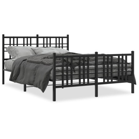vidaXL Bettgestell mit Kopf- und Fußteil Metall Schwarz 120x190 cm