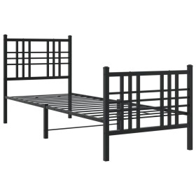 vidaXL Bettgestell mit Kopf- und Fußteil Metall Schwarz 75x190 cm