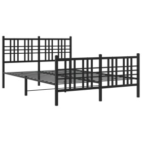 vidaXL Bettgestell mit Kopf- und Fußteil Metall Schwarz 120x190 cm