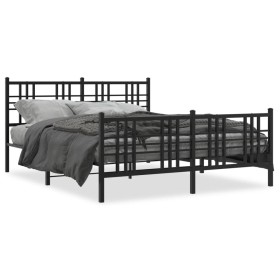 vidaXL Bettgestell mit Kopf- und Fußteil Metall Schwarz 160x200 cm